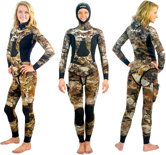 Womens Spearfishing Wetsuit 3D Yamamoto Reef Camo 7mm 2 Piece