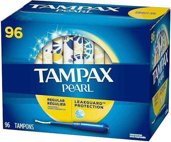 Tampax Pearl Regular Absorbency Unscented Tampons, 96 Count, Pack of 1