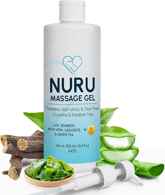 Nuru Massage Gel 16.9 fl oz, Organic Aloe Vera, Water Based, Body-to-Body