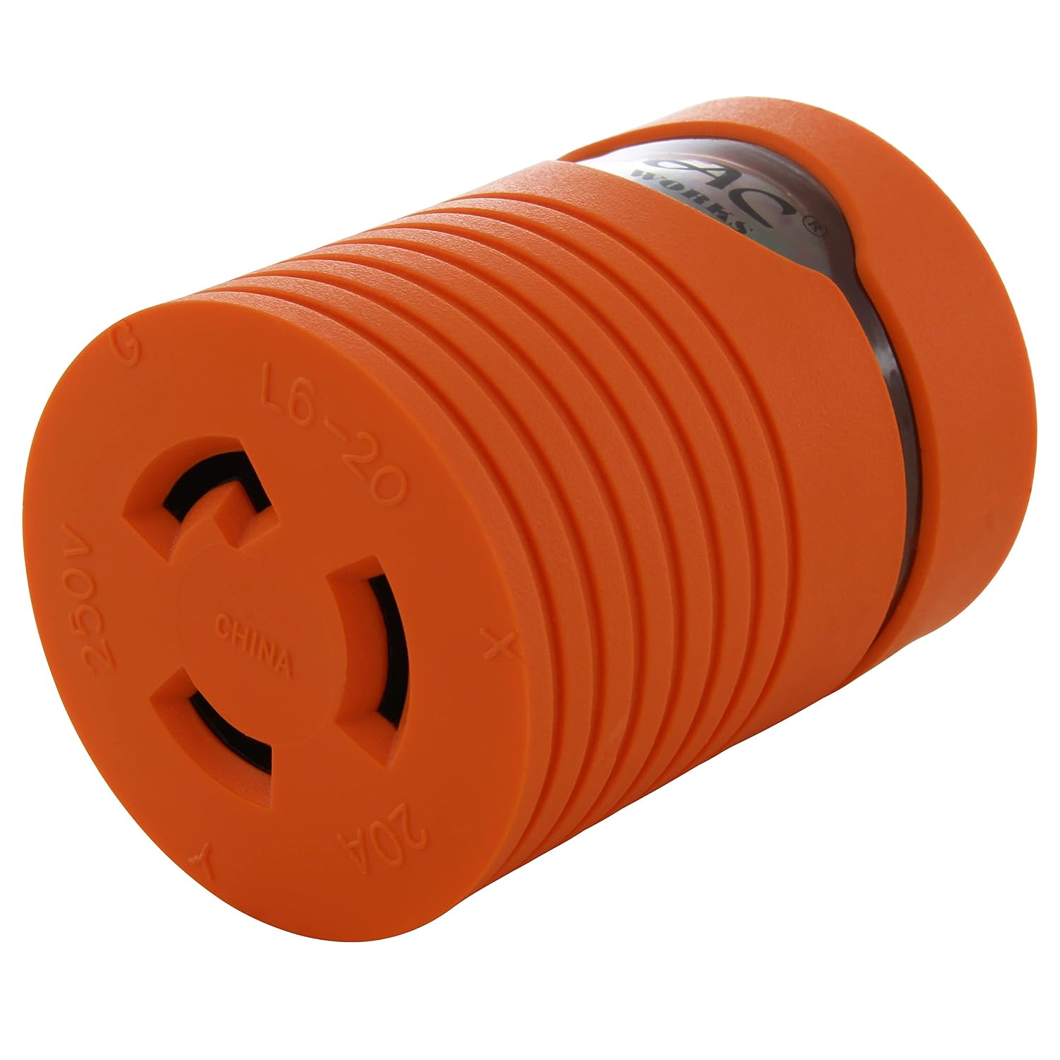AC WORKS [AD620L620] Locking Adapter NEMA 6-20P 20Amp 250Volt Male Plug to NEMA L6-20R 20Amp 250Volt Locking Female Connector