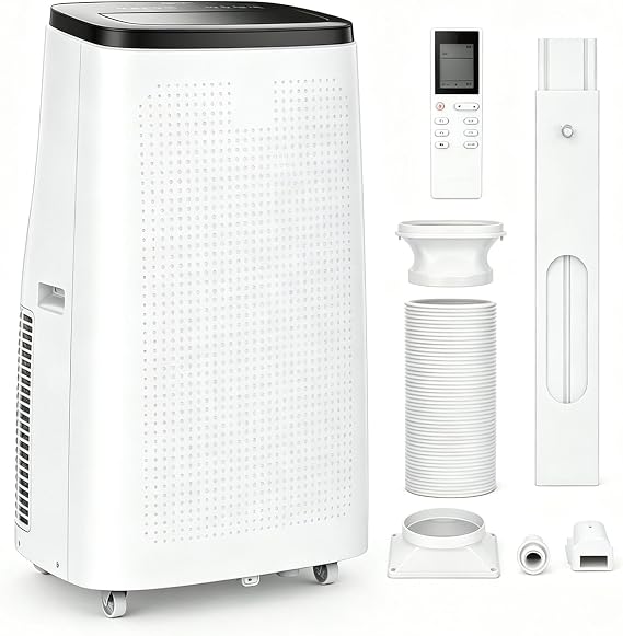 Garvee 14000 BTU Portable Air Conditioners, 3-in-1 AC Unit with Cooling, Dehumidifier & Fan, Energy-Saving, Remote, 24-Hour Timer& Window Kit, for Bedroom, Office, Dorm, for Rooms Up to 750 Sq. ft