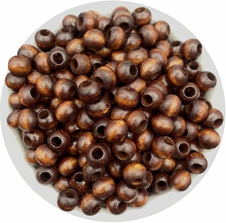 Flea Market Ahşap Boncuk, 10Mm Kahverengi Ahşap,Tahta Boncuk (50Gr,~160 Adet Boncuk)