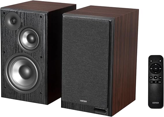Edifier R2750DB MKII 3-Way Bookshelf Speakers with Sub Out, 144W, Walnut | Tri-Amped, Hi-Res Audio, Bluetooth 6.0 with LDAC, HDMI/Optical/Coaxial Inputs for Home Audio PC TV Turntable Record Player