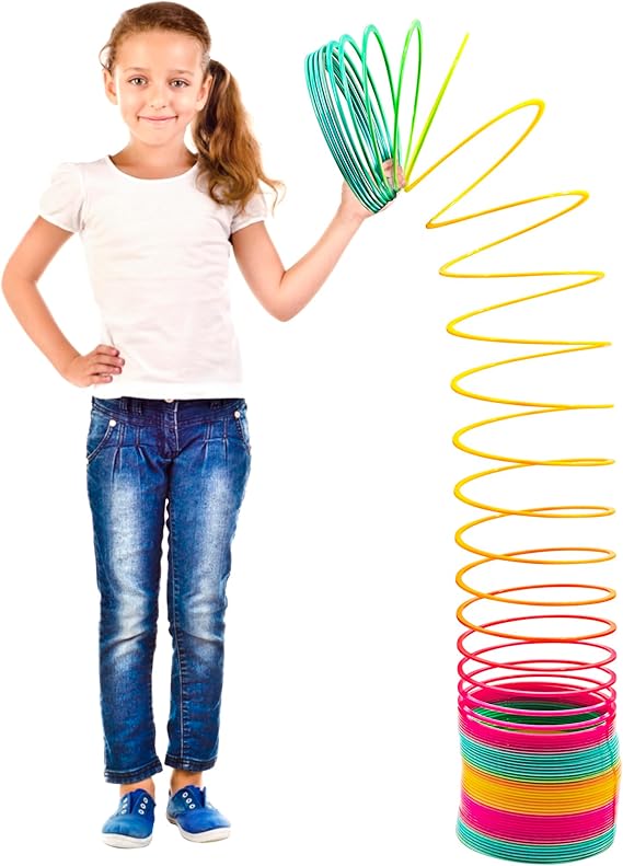 Giant Slinkie Coil Spring Toys For Kids - 6 Jumbo Rainbow Slinkie for Gift, Big Novelty Toy, Huge Springs Toys Large Birthday Party Favor, Fun Giant Plastic Slinke Toy for Kids Boys & Girls - Srenta