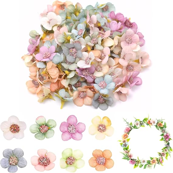 100pcs Artificial Flower Heads, Small Silk Flowers, Multicolour Mini Daisy Fake Flowers Heads, for Diy Cake Wreath Wedding Craft Party Gift Festival Decoration
