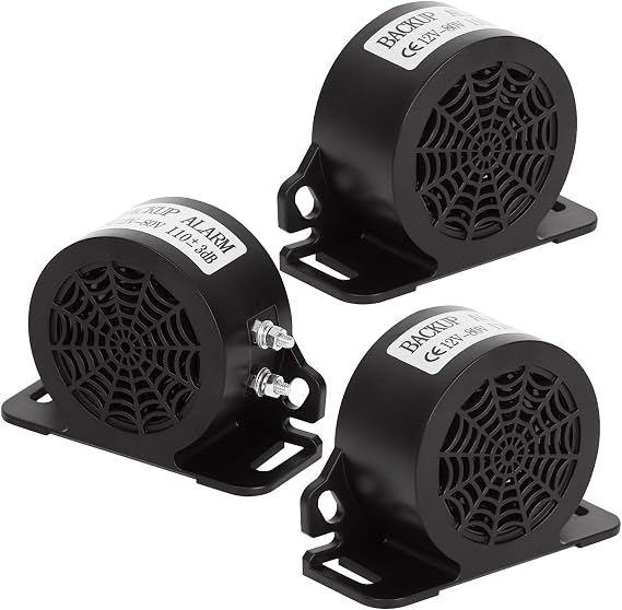 MIRKOO Car Back-up Alarm, 110dB 12V-80V DC Waterproof Industrial Heavy-Duty Backup Reverse Warning Alarm with Super Loud Beeper Tone for Truck Van Freight Car Lorry Heavy Vehicles(3-Pack)
