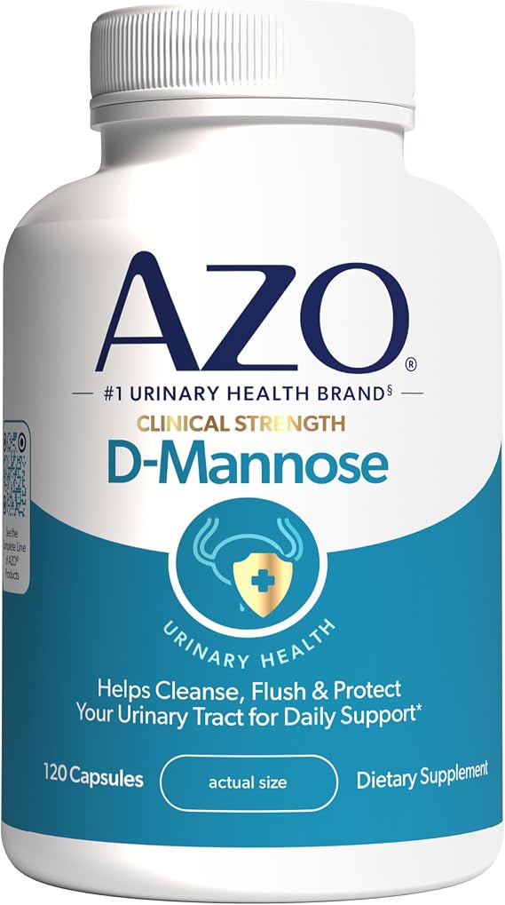 AZO D-Mannose Supplement for Women & Men, Clinical Strength, 120 Capsules