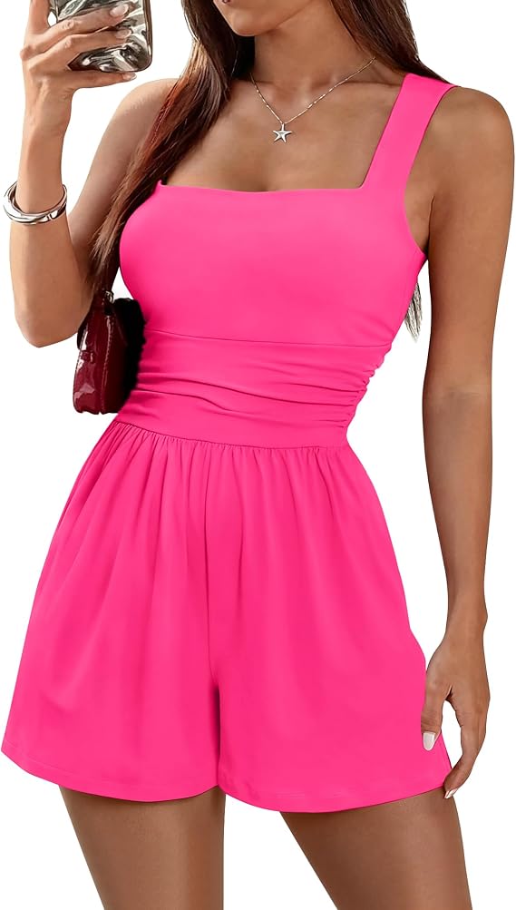 LOOKBOHO Rompers For Women 2026 Casual Athletic Workout Shorts Jumpsuits