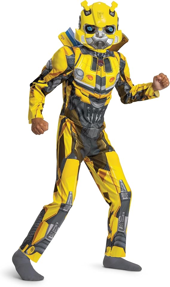 Bumblebee Muscle Costume for Kids, Official Transformers Rise of the Beasts Padded Costume and Mask