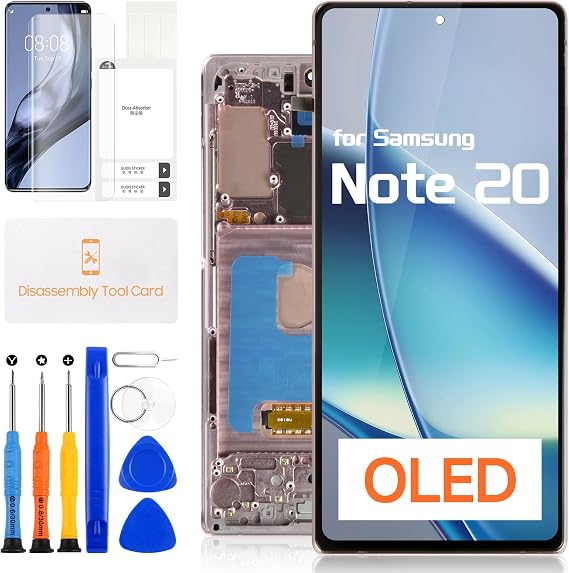 OLED for Samsung Galaxy Note 20 LCD Screen Replacement - LCD for Samsung Galaxy Note20 Digitizer Touch Screen for Galaxy Note20 LCD Display SM-N980F SM-N980F/DS Panel Assembly Bronze with Frame