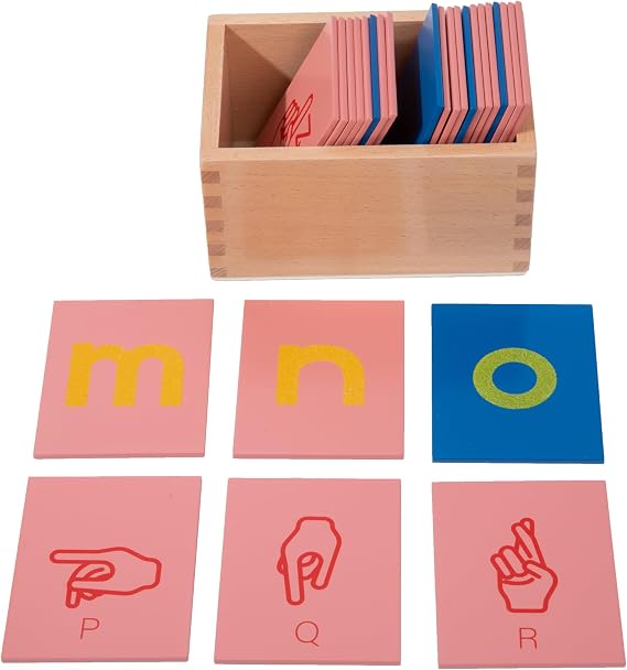 Adena Montessori Sandpaper Letters, Lower & Capital with Sign Language, 3y+