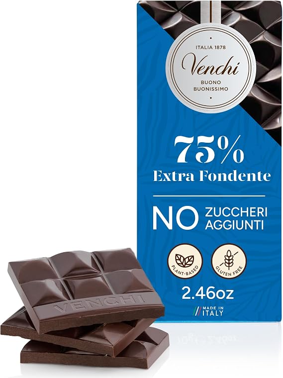 Venchi Official Extra Dark Bar No Added Sugur 2.5 oz 70 g, Shopping Bag Included, Sugar Free Chocolate, Thank You, Celebration, Housewarming, Souvenir, Greetings, Return Gift, Tote Bag, Small