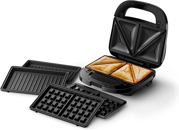Philips Sandwich Maker 5000 Series, 3 plate sets, paninis & waffles, 750W
