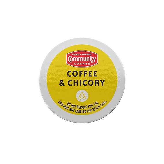 Community Coffee Coffee & Chicory Medium Dark Roast Single Serve K-Cup Compatible Coffee Pods, Box of 18 Pods