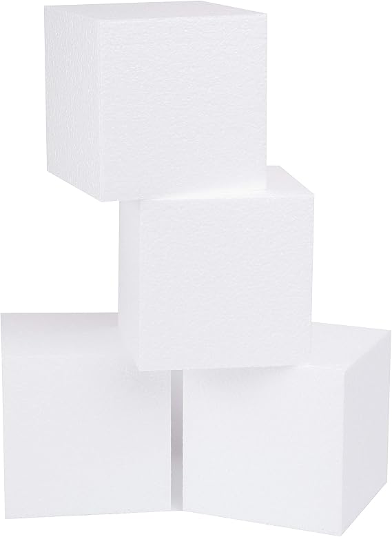 Silverlake 6x6x6 Craft Foam Cubes for Styrofoam Block Projects (4-Pack)