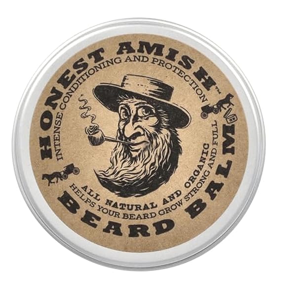 Honest Amish Beard Balm Leave-in Conditioner - Made with only Natural and Organic Ingredients - 2 Ounce Tin | Shea Butter, Coconut Oil & Argan Oil Blend Softens and Conditions for Smoother Daily Beard Styling