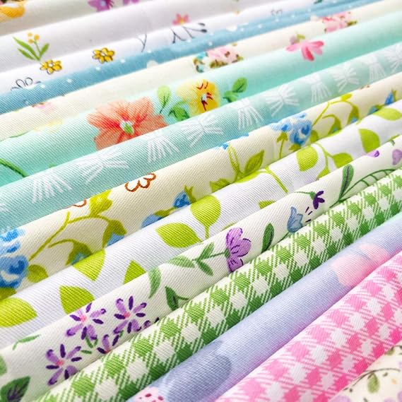 flic-flac 25pcs 10 x 10 inches (25cmx25cm) Cotton Fabric Squares Quilting Sewing Floral Precut Fabric Square Sheets for Craft Patchwork (25pcs 25cm*25cm)