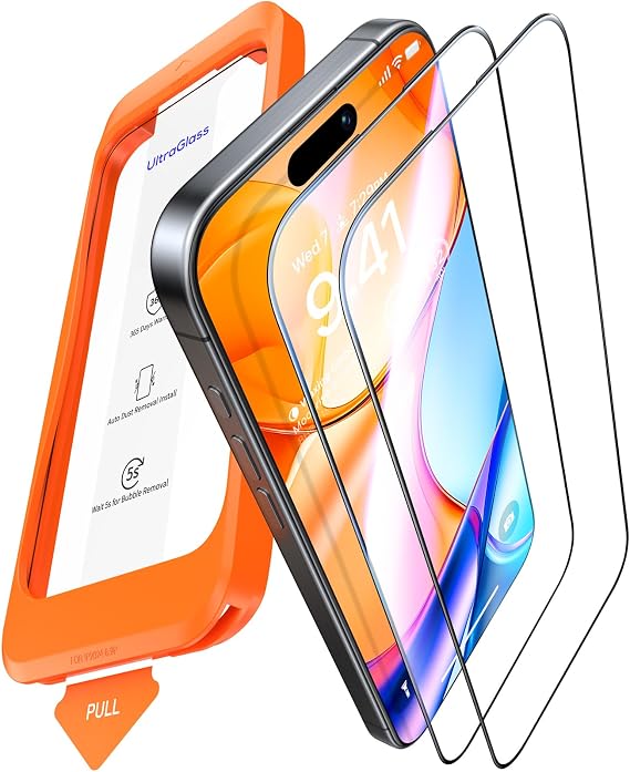 UltraGlass UNBREAK TOP 9H+ Armor for iPhone Air Screen Protector [No.1 Military Grade Shatterproof] Screen Protector 17 Air Tempered Glass 2025 [Longest Durable] OneStep Auto-Install, 2 Pack