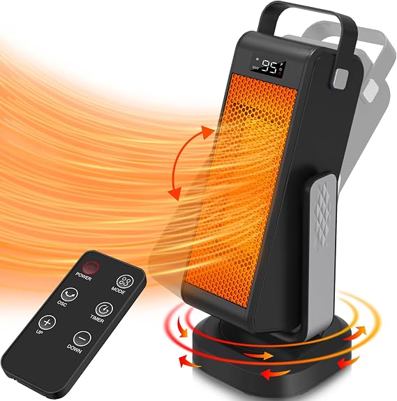 Space Heaters for Indoor Use,2024 Newest Upgraded Space Heater Portable,1500W Space Heater Large Room,2s Fast Heating,3D Oscillating,Heater for Bedroom,Office