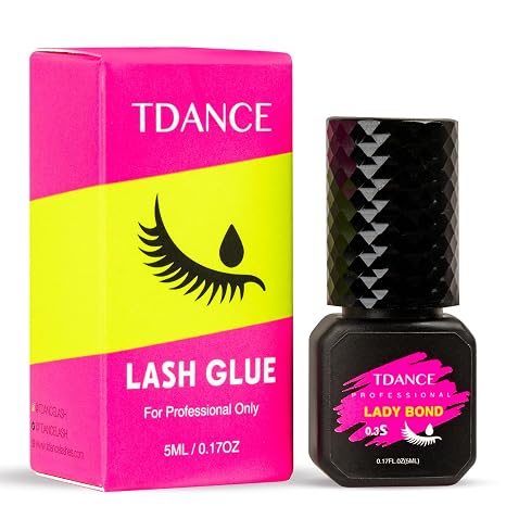 TDANCE Eyelash Extension Glue Lash Extension Adhesive/0.3 Sec Dry/Retention 7 Weeks/Lash Extension Glue for Professional Lash Artist Use Only (0.17 fl. oz / 5ml)