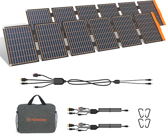 2PCS 100w Portable Solar Panel Chargers with DC/QC 3.0 USB-A & PD3.0 USB-C