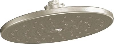Moen Waterhill Brushed Nickel 10-Inch Wide Single Function Rain Showerhead with Immersion Rainshower Technology, S112BN