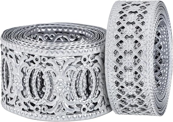 CraftyCrocodile Metal Ribbons for Decor Crafting - 2" x 3 Yards and 1 1/4" x 3 Yards Long, Bundle
