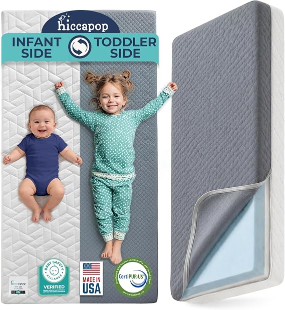 Hiccapop Dual Sided Baby Crib Mattress & Toddler Bed Mattress, Made in USA