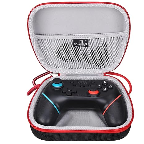 Tourmate Hard Controller Case Compatible for Switch Wireless Pro Controller, Travel Protective Carrying Storage Bag (Black & Red)