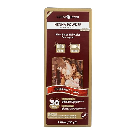 Surya Brasil Henna Powder Burgundy Hair Color 1.76 oz | 50g