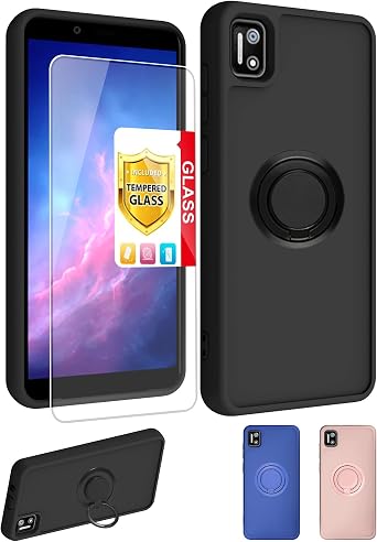 jioeuinly Cloud Stratus C7 Case Compatible with Cloud Mobile Stratus C7 Phone Case Cover [with Tempered Glass Screen Protector][Speaker Transfer Design] Black