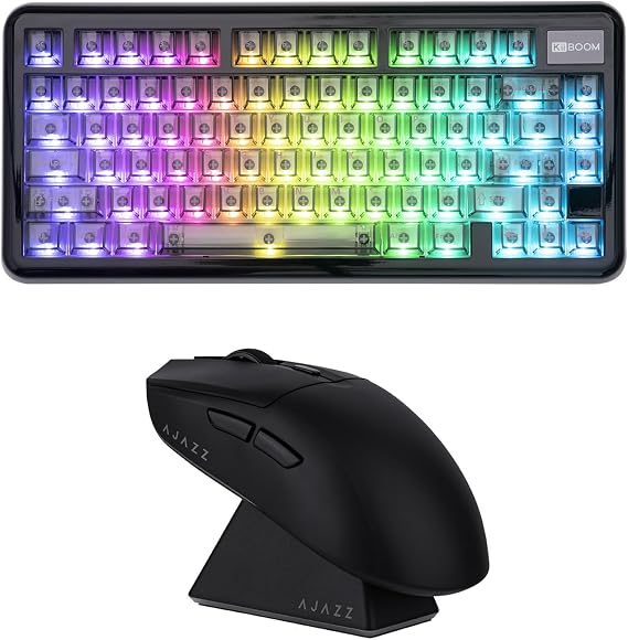 KiiBoom Phantom81 Lite 75% Gasket Mechanical Keyboard with MechLands AJAZZ AJ139 V2 MC Gaming Mouse with Charging Base
