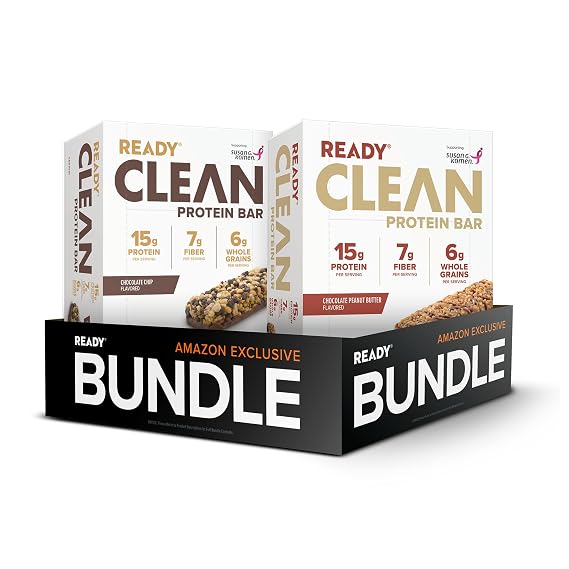Ready Protein Bars Bundle, Chocolate Chip & Choc Peanut Butter, 24 Ct