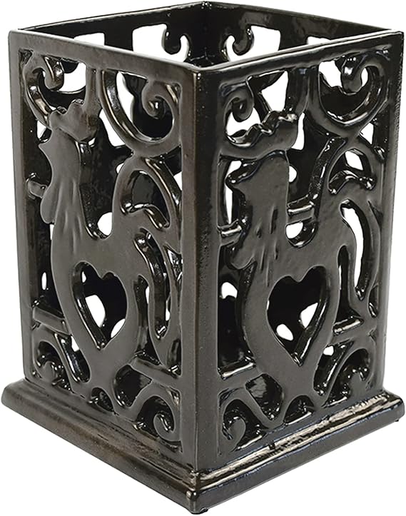 Vintage Utensil Holder for Countertop, Robust Cast Iron Utensil Holder for Kitchen Counter Cooking Tools Crock Spoon and Spatula Holder Organizer, Coffee Gold