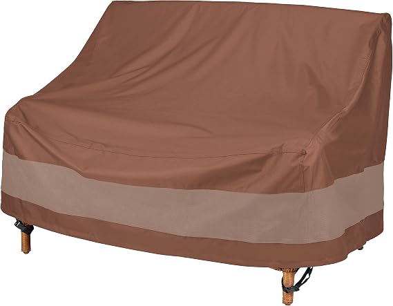 DUCKCOVERS Ultimate Patio Loveseat Couch Cover, 54"W x 37"D x 35"H, Mocha Cappuccino, Patio Furniture Covers