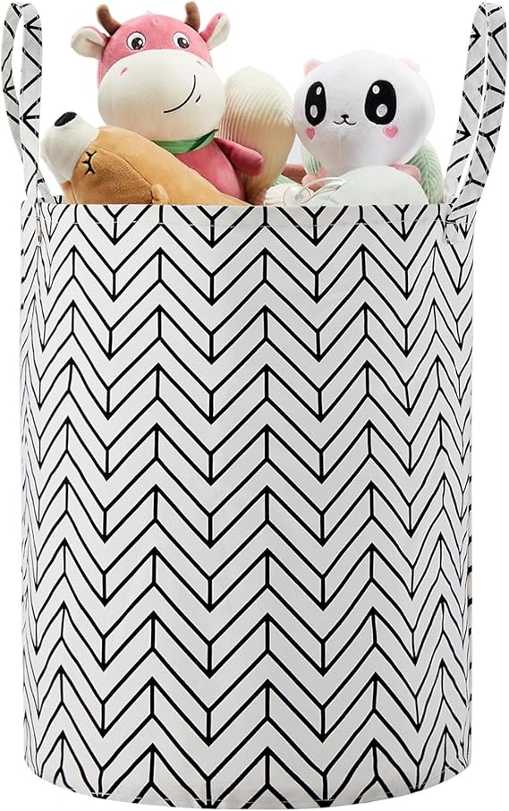 Baby Laundry Basket Nursery Hamper with Long Handles, Black Geometry | Large Storage Basket, baby hamper, pink laundry basket, kids hamper, Toy Bins for Nursery, Girls, Boys, Kids Room Decor