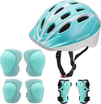 Kids Skateboard Helmet & Pads,Adjustable Toddler Bike Helmets Knee & Elbow Wrist Guards 2-3-5-8 Years Kids Protective Gear Set for Girls & Boys Bicycle Bike Roller Skating Rollerblade Sport