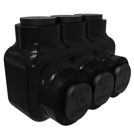 ILSCO PBTS-3-1/0-EC Nimbus Insulated Aluminum Multi-Tap Connector, Conductor Range 1/0-14, 3 Ports, Single Sided Entry, Tin Plated, UL, CSA