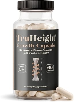 TruHeight Growth Capsules - Tall Nutrition for Natural Growth Supplement for Kids &amp;amp;amp;amp;amp; Teens - Pediatric Vitamin D, K, Calcium &amp;amp;amp;amp;amp; Ashwagandha - Bone Strength - Kids Vitamins D3 K2 Pills, Taller Ages 5