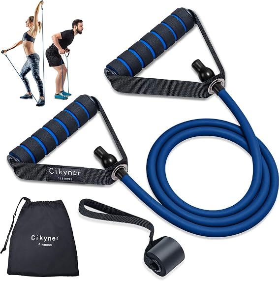 Cikyner Resistance Tube with Handles, Single Exercise Band with Carring Bag