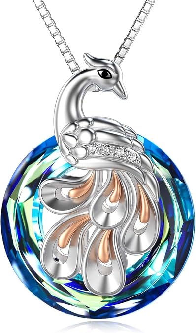AOBOCO Phoenix Pendant Necklace for Women Sterling Silver Female Jewelry Gifts with Crystal Anniversary Birthday Gift Christmas Holiday Gift