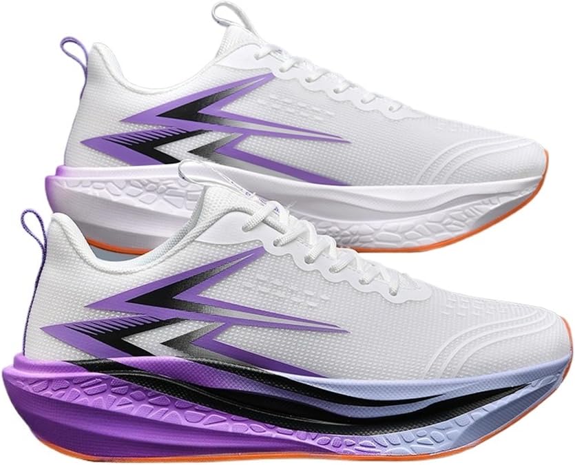 Mens Carbon Plate Running Shoes with Cushioned Rebound Midsole Lightweight Breathable Road Running Sneakers