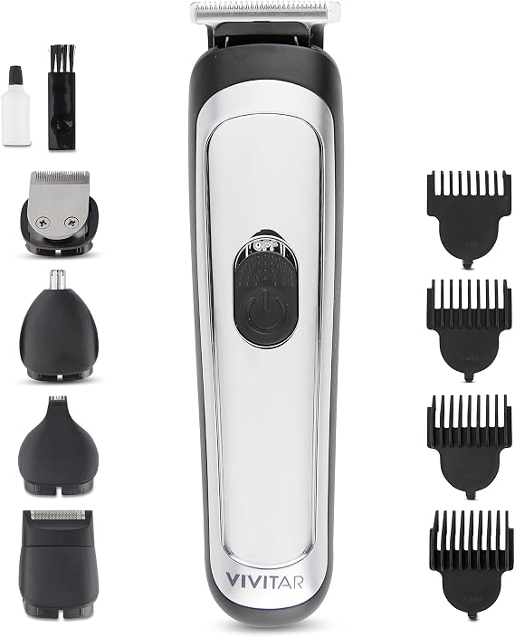 Vivitar - Cordless Hair and Beard Trimmer Kit with Guide Combs and Case | 14-Piece Set, Cordless Operation, LED Display, Hair Beard Grooming, Multiple Guide Combs, Precision Cutting