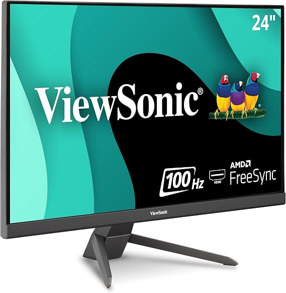 ViewSonic VX2467-MHD 24 Inch 1080p Gaming Monitor with 100Hz, 1ms, Ultra-Thin Bezels, FreeSync, Eye Care, HDMI, VGA, and DP