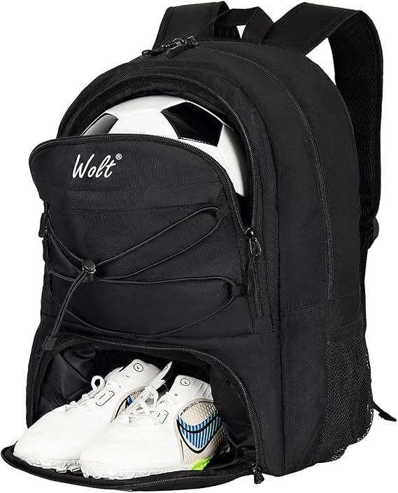 WOLT Soccer Backpack Soccer Bag with Ball Holder & Shoes Compartment, Sport Equipment Bags For Football, Basketball, Volleyball, Gym