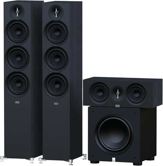 ELAC DF63-BK - Debut 3.0 6.5" Floor Speakers - Black DC63-BK - Debut 3.0 6.5" Center Speaker - Black PS250-BK - Varro Premium 10" 250 Watt Powered Subwoofer with Auto-EQ