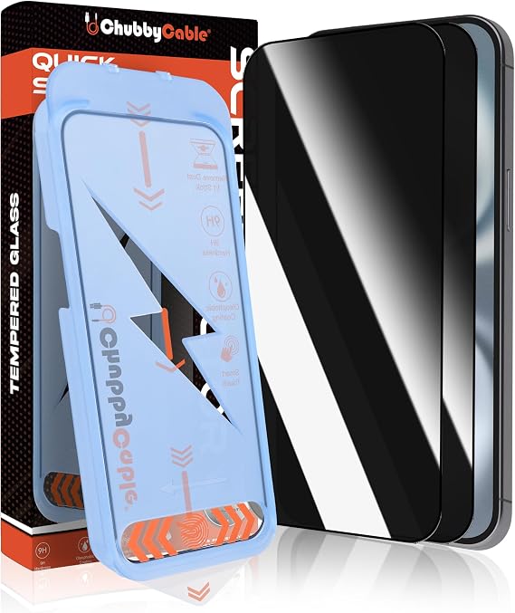 chubbycable Privacy Screen Protector for iPhone 15, 2 Pack