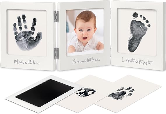 Inkless Baby Handprint and Footprint Kit for Newborn (White/Silver)