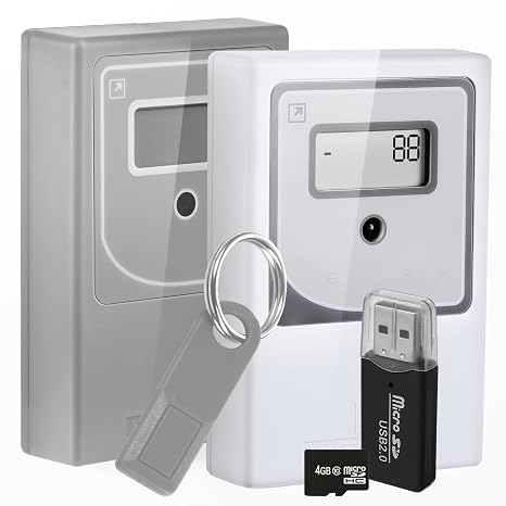 Retail People Counter Security Checkpoint - Smart Traffic Counter, Infrared & Wireless Visitor Counter, Battery Operated Customer Counter, Bundle with Data Counter & Reset Protection Counter Grey