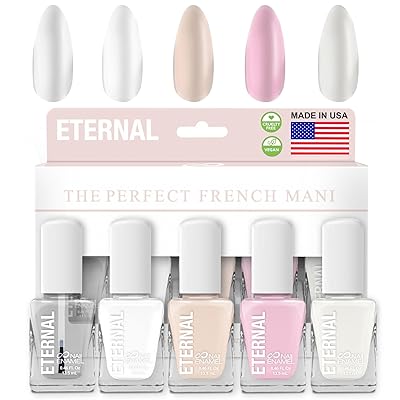 Eternal White Nail Polish Set for Women OH LA LA - Clear Nail Polish Set for Girls - Lasting & Quick Dry Light Non Toxic Nail Polish Kit for Home DIY Mani Pedi - Made in USA, 13.5mL Set of 5